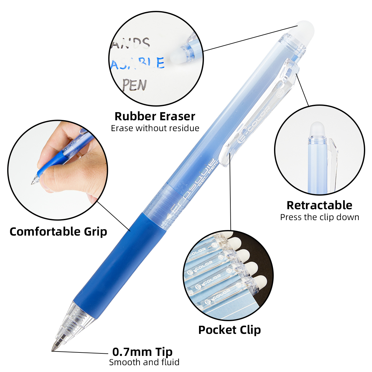 12Pcs/Set 0.7mm Retractable Er - Retractable Eraser Pen Click recension och pris